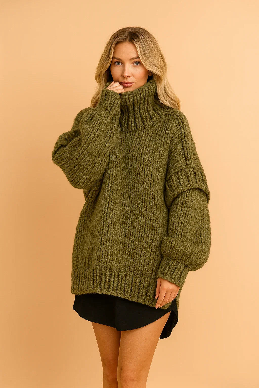 Jacqueline | Graceful Oversized Sweater with Chunky Knit Turtleneck