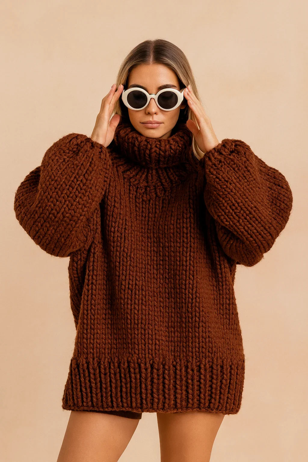 Jacqueline | Graceful Oversized Sweater with Chunky Knit Turtleneck