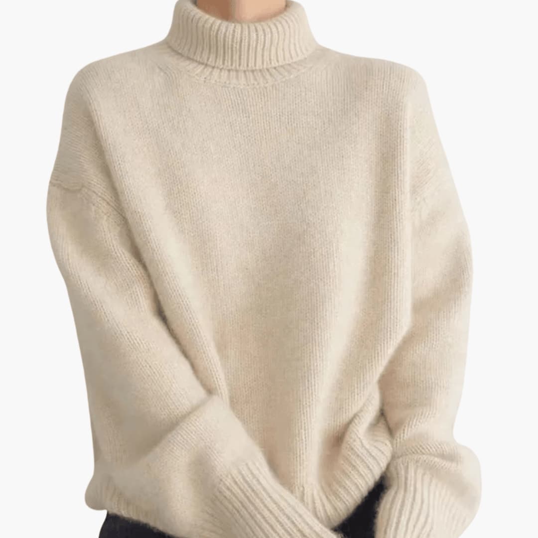 Jacqueline | Polished Oversized Ribbed Turtleneck Knit Sweater