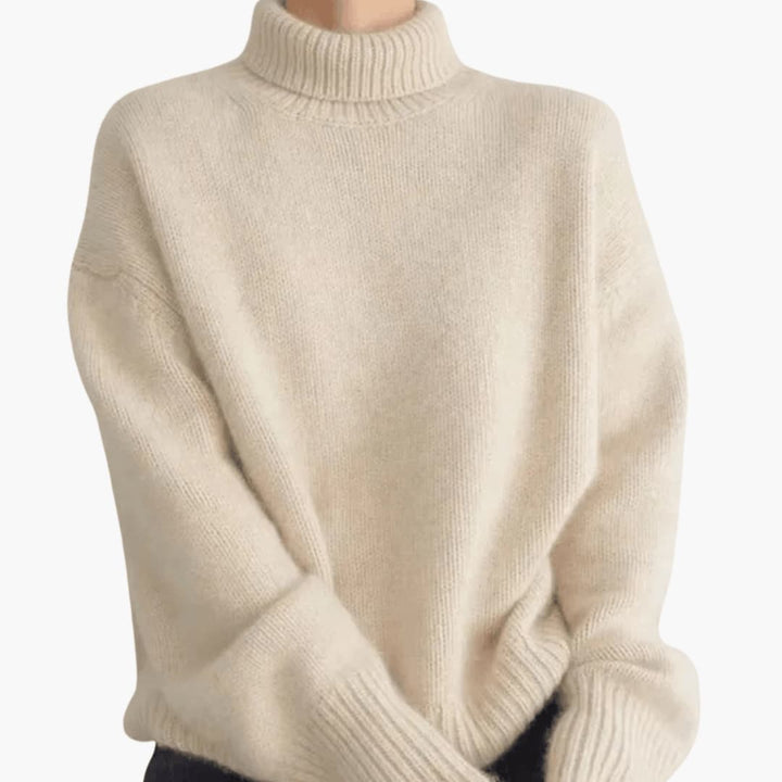 Jacqueline | Polished Oversized Ribbed Turtleneck Knit Sweater