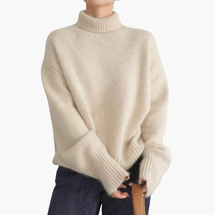 Jacqueline | Polished Oversized Ribbed Turtleneck Knit Sweater