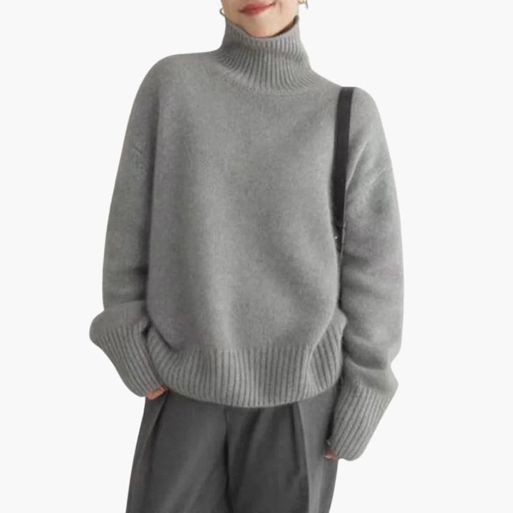 Jacqueline | Polished Oversized Ribbed Turtleneck Knit Sweater