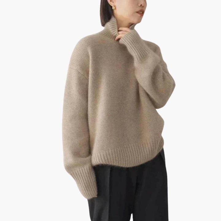 Jacqueline | Polished Oversized Ribbed Turtleneck Knit Sweater