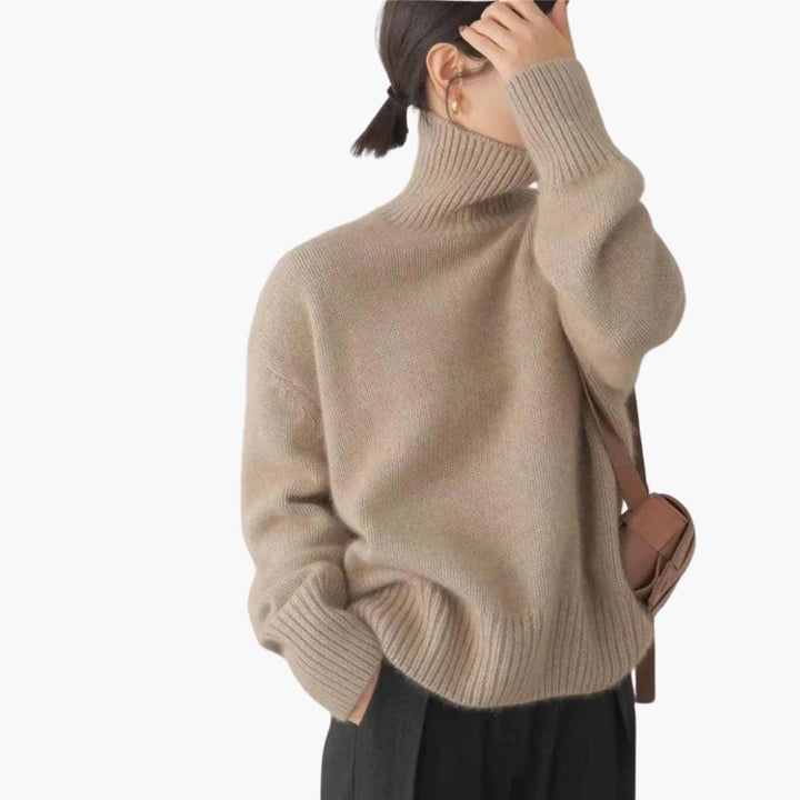 Jacqueline | Polished Oversized Ribbed Turtleneck Knit Sweater