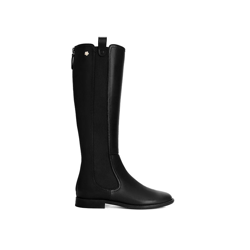 Jacqueline | Relaxed Knee High Boots with Stretch Panel Detail