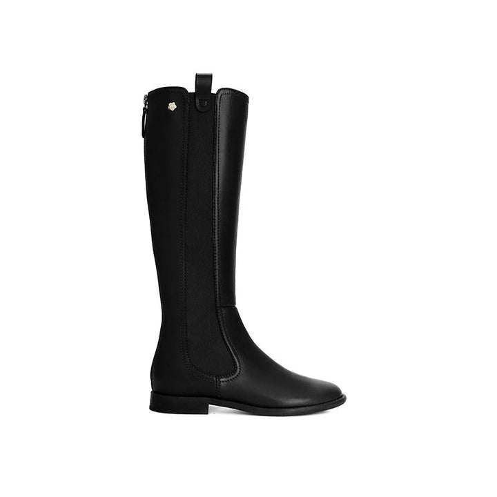 Jacqueline | Relaxed Knee High Boots with Stretch Panel Detail