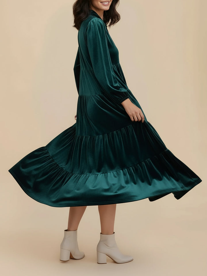 Jacqueline | Timeless Tiered Velvet Midi Dress
