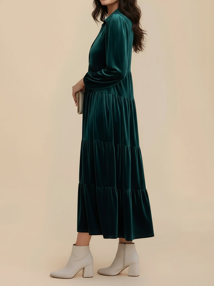Jacqueline | Timeless Tiered Velvet Midi Dress