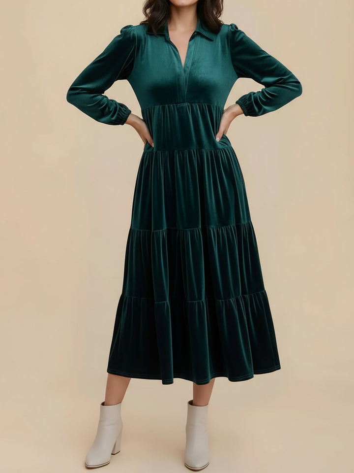 Jacqueline | Timeless Tiered Velvet Midi Dress