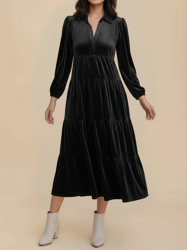 Jacqueline | Timeless Tiered Velvet Midi Dress
