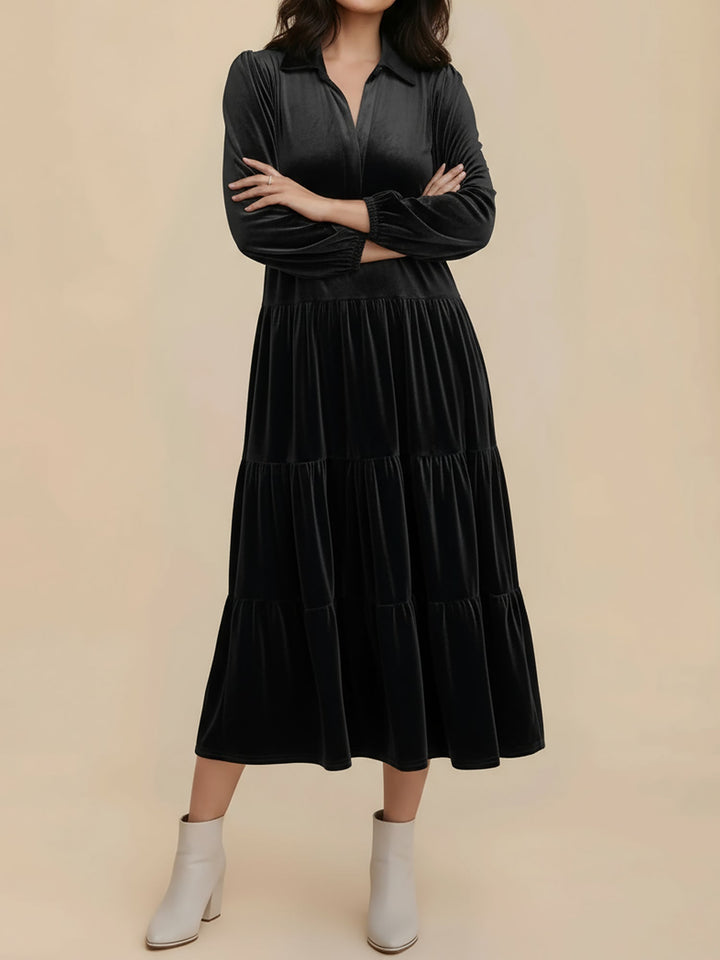 Jacqueline | Timeless Tiered Velvet Midi Dress