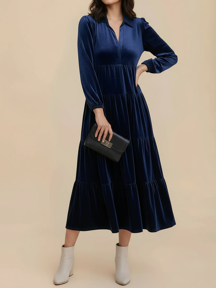 Jacqueline | Timeless Tiered Velvet Midi Dress