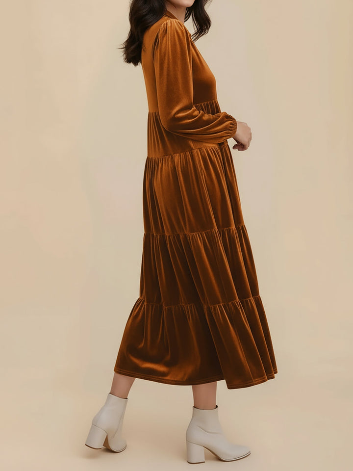 Jacqueline | Timeless Tiered Velvet Midi Dress