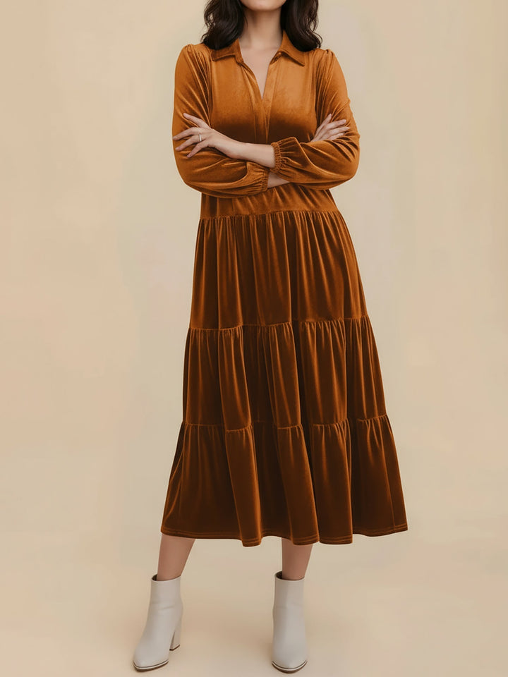 Jacqueline | Timeless Tiered Velvet Midi Dress