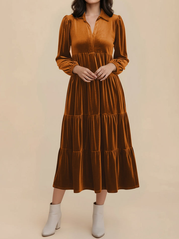 Jacqueline | Timeless Tiered Velvet Midi Dress