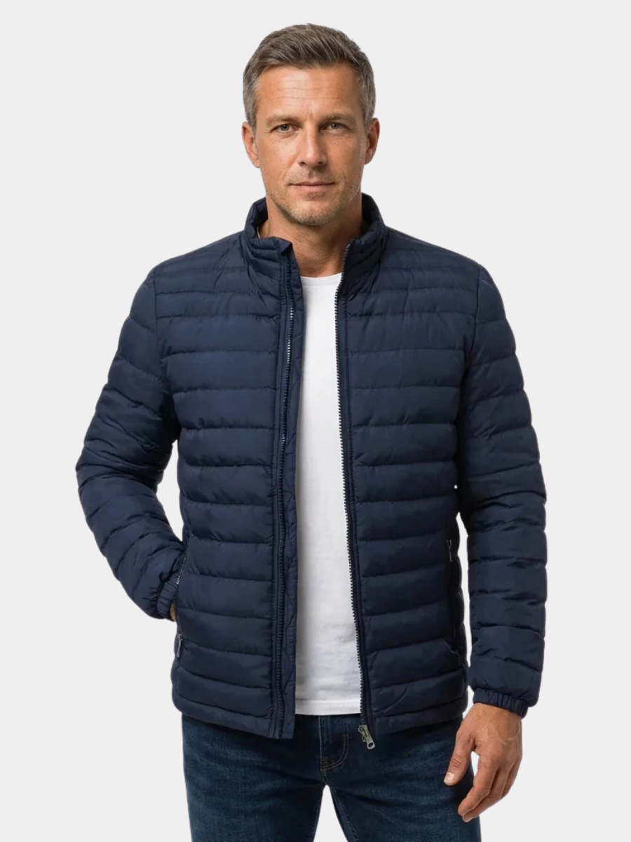 James | Refined Quilted Stand Collar Mens Puffer Jacket