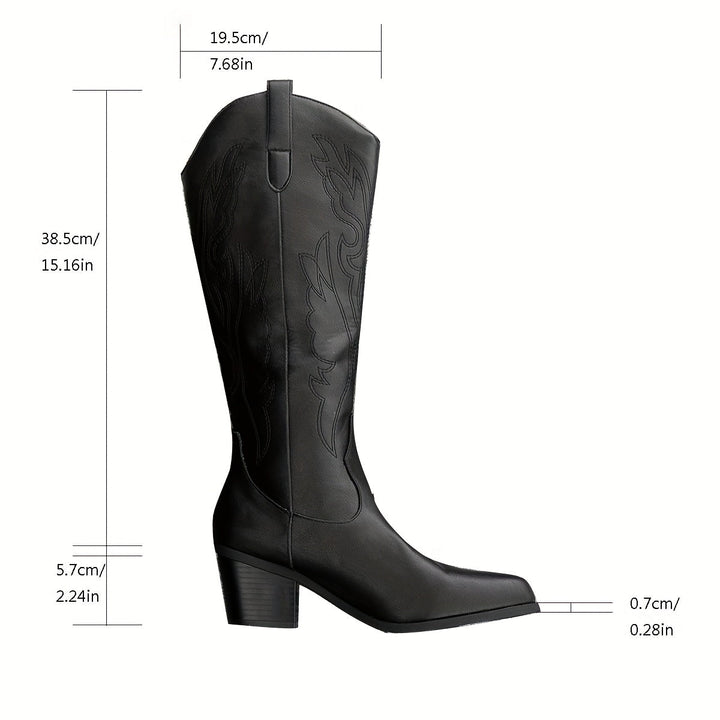 Janet | Chic Stitched Western Knee High Boots