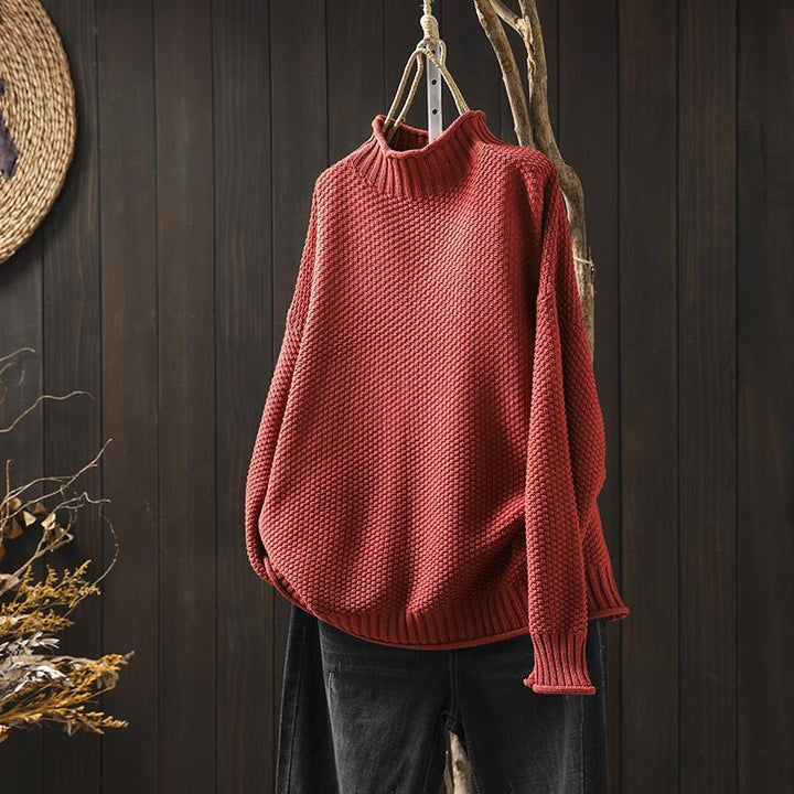 Janet | Graceful Oversized Half Turtleneck Knit Sweater