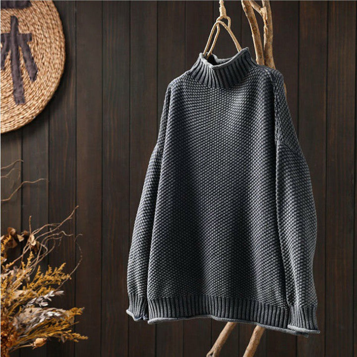 Janet | Graceful Oversized Half Turtleneck Knit Sweater