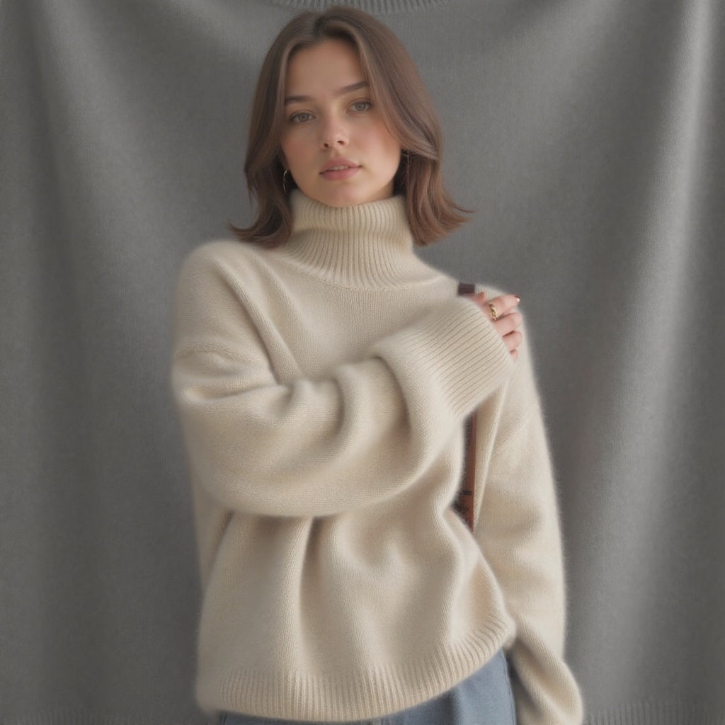 Janet | Refined Ribbed Turtleneck Sweater with Drop Shoulders