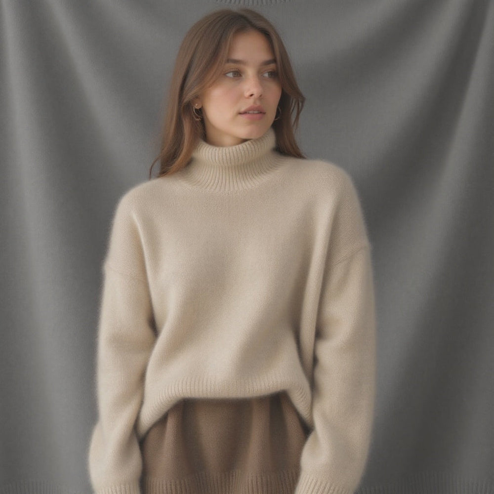 Janet | Refined Ribbed Turtleneck Sweater with Drop Shoulders