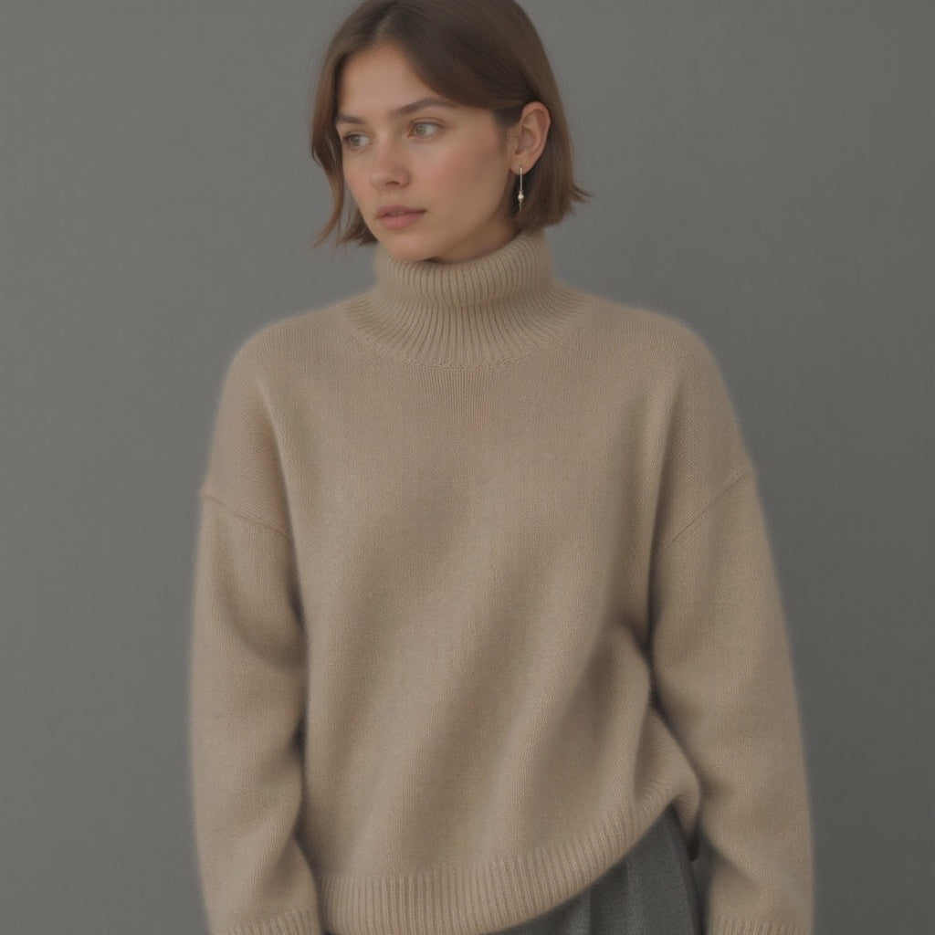 Janet | Refined Ribbed Turtleneck Sweater with Drop Shoulders
