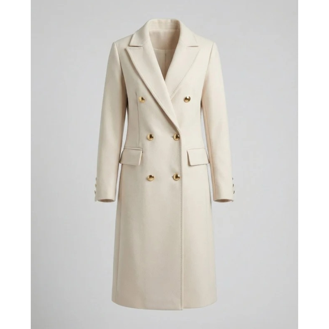 Janet | Sophisticated Long Double-Breasted Camel Coat