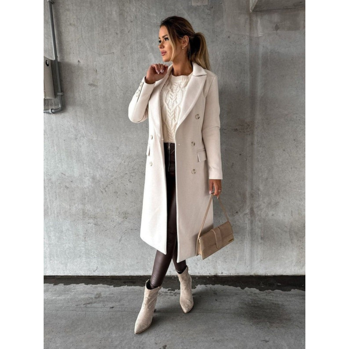 Janet | Sophisticated Long Double-Breasted Camel Coat