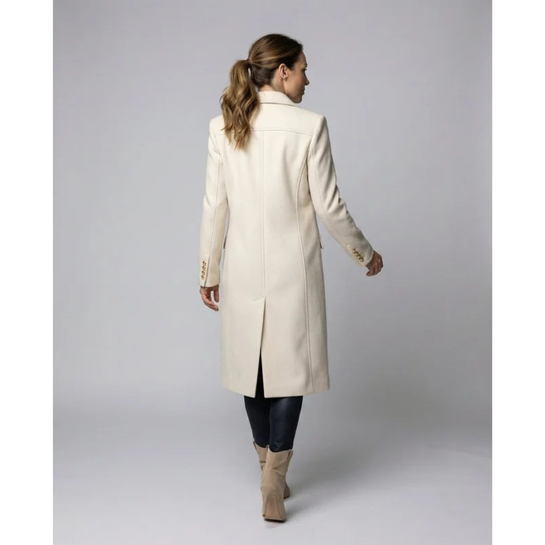 Janet | Sophisticated Long Double-Breasted Camel Coat