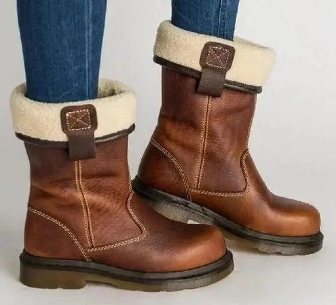 Janet | Stylish Fold-Over Fur Trim Winter Boots