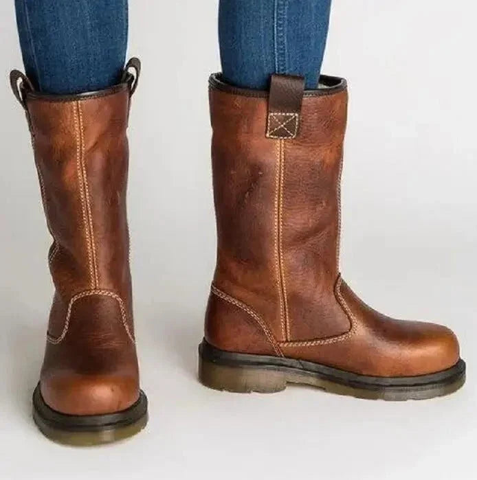 Janet | Stylish Fold-Over Fur Trim Winter Boots