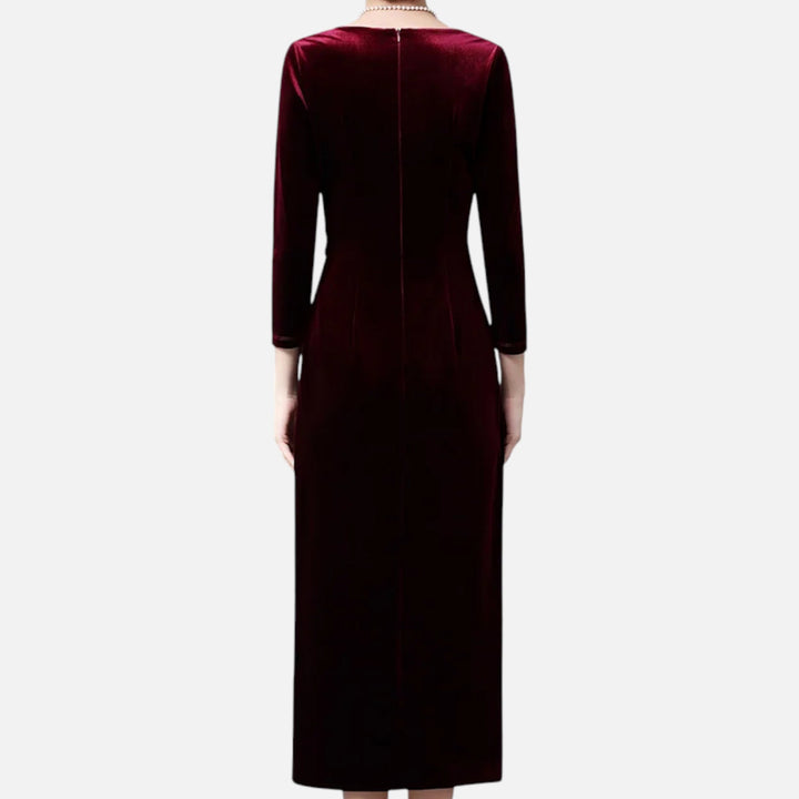 Janice | Effortless Draped Wrap Fall Wedding Guest Dress with Front Slit