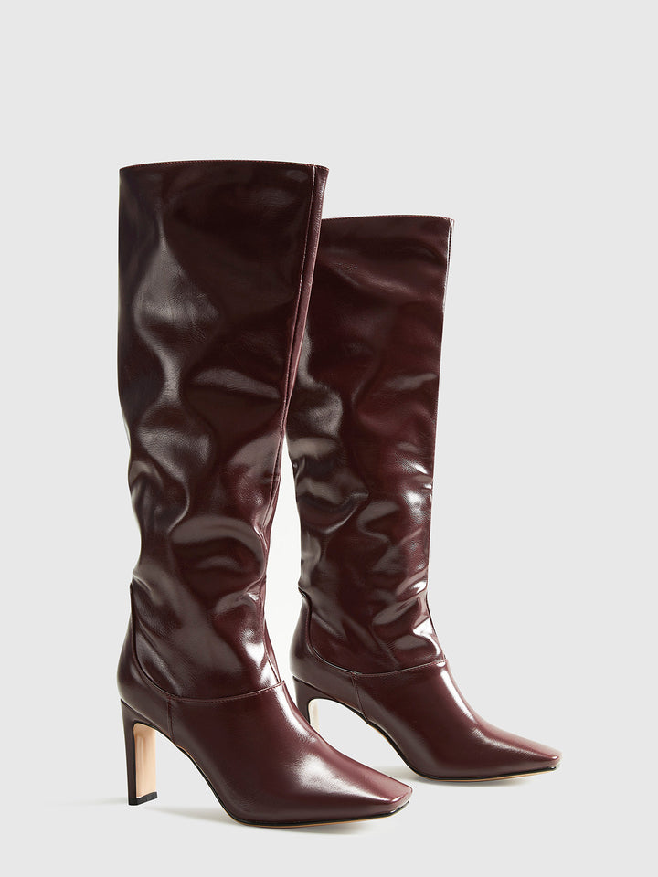 Jean | Elegant Slouchy Square Toe Knee High Boots