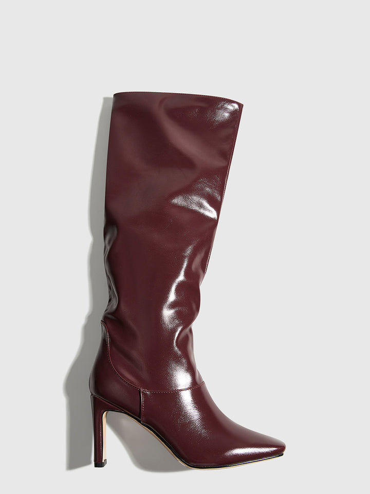 Jean | Elegant Slouchy Square Toe Knee High Boots