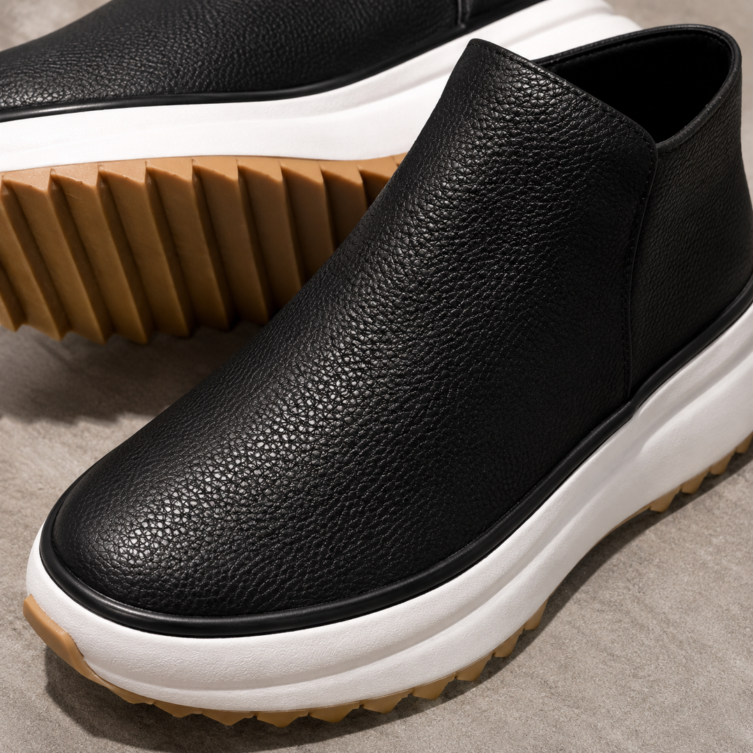 Jean | Polished Side Zip Platform Ankle Boots