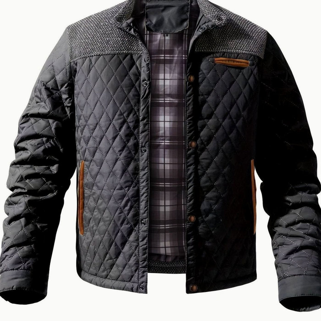 Jeffrey | Diamond Quilted Snap Front Mens Puffer Jacket