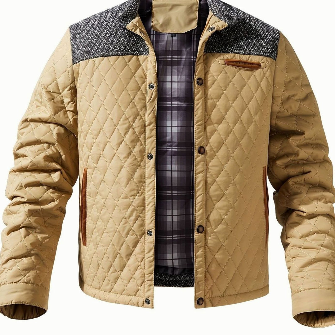 Jeffrey | Diamond Quilted Snap Front Mens Puffer Jacket