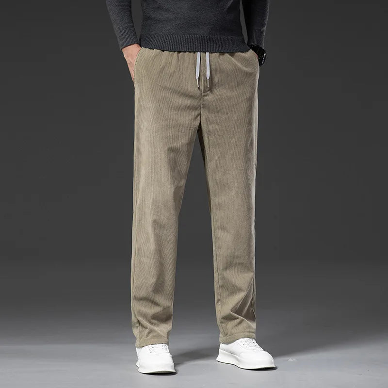 Jeffrey | Stylish Straight Leg Drawstring Corduroy Pants