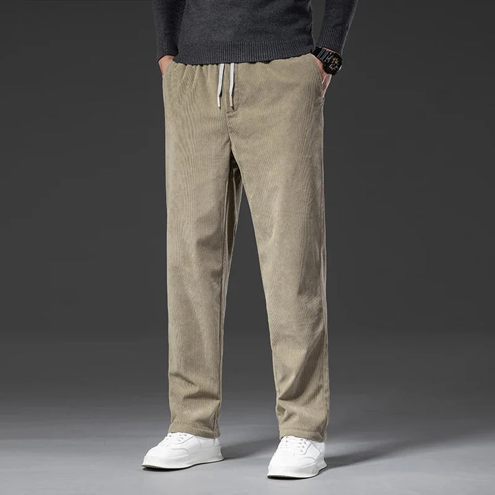 Jeffrey | Stylish Straight Leg Drawstring Corduroy Pants