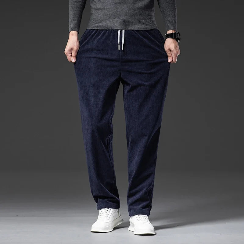 Jeffrey | Stylish Straight Leg Drawstring Corduroy Pants