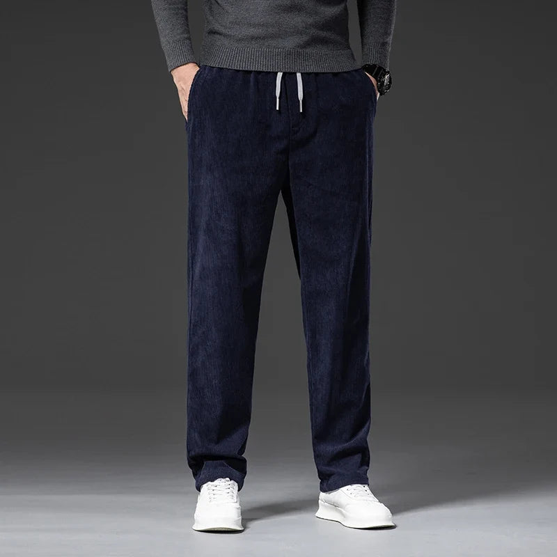 Jeffrey | Stylish Straight Leg Drawstring Corduroy Pants
