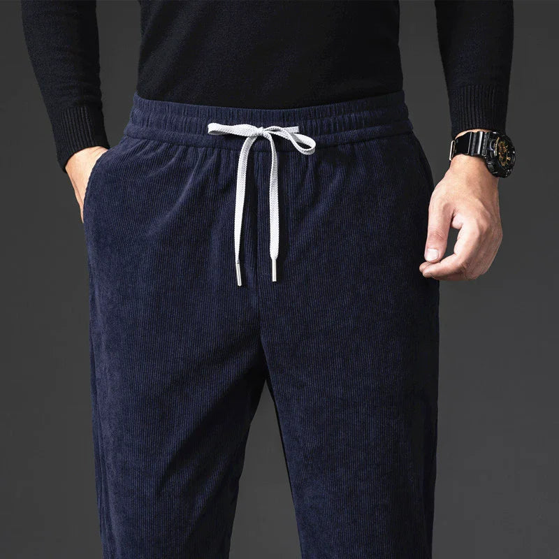 Jeffrey | Stylish Straight Leg Drawstring Corduroy Pants
