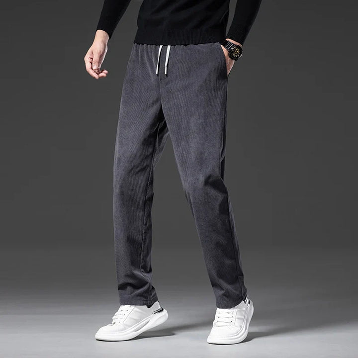 Jeffrey | Stylish Straight Leg Drawstring Corduroy Pants