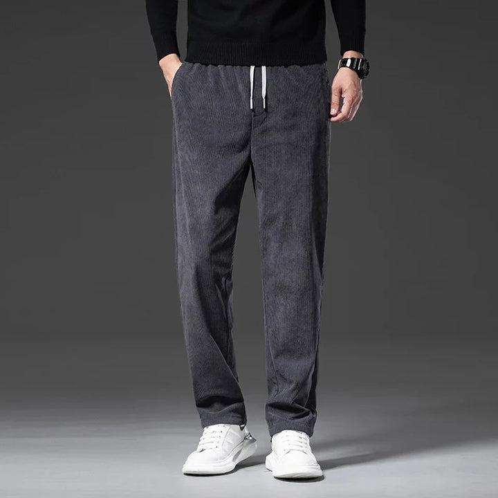 Jeffrey | Stylish Straight Leg Drawstring Corduroy Pants