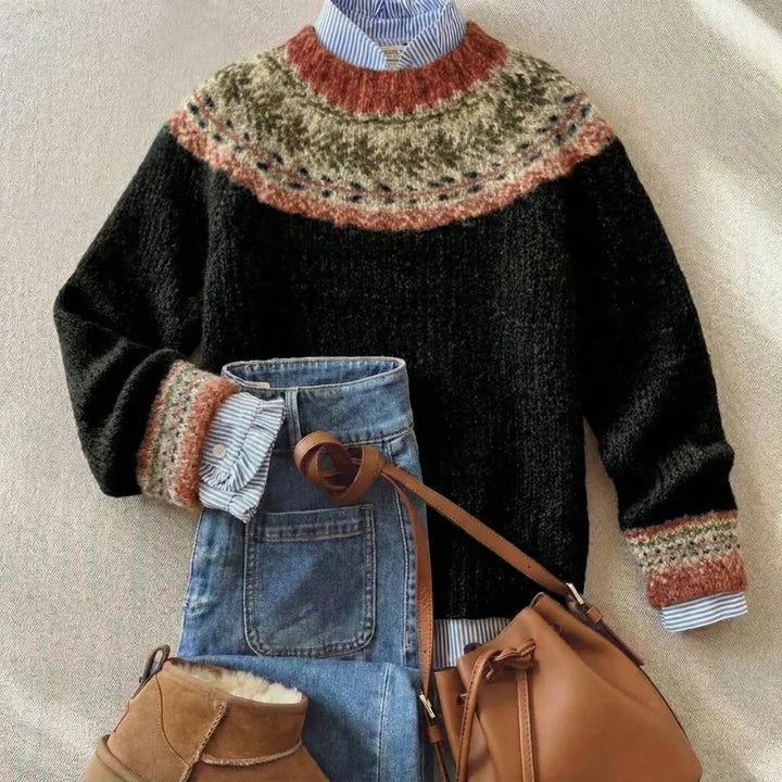 Jennifer | Cozy Fair Isle Long Sleeve Pullover Sweater