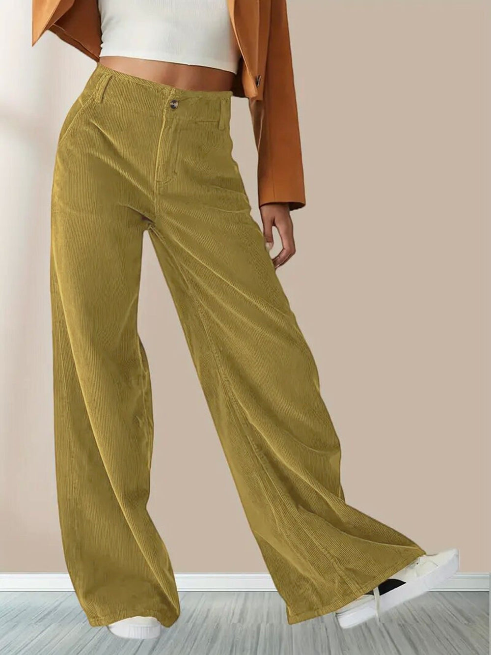 Jessica | Classic High Waisted Wide Leg Corduroy Pants