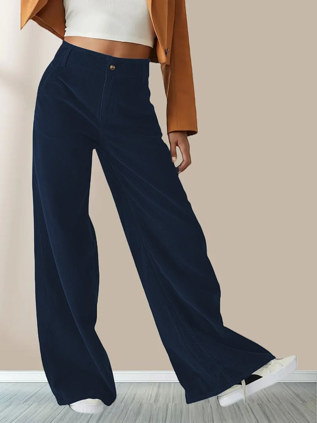 Jessica | Classic High Waisted Wide Leg Corduroy Pants
