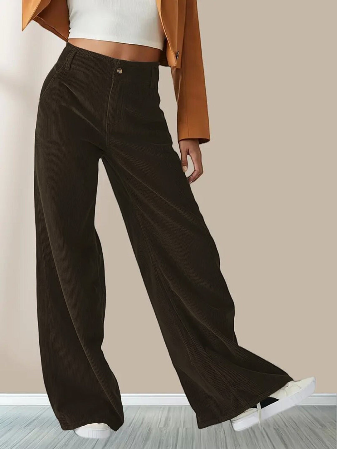 Jessica | Classic High Waisted Wide Leg Corduroy Pants