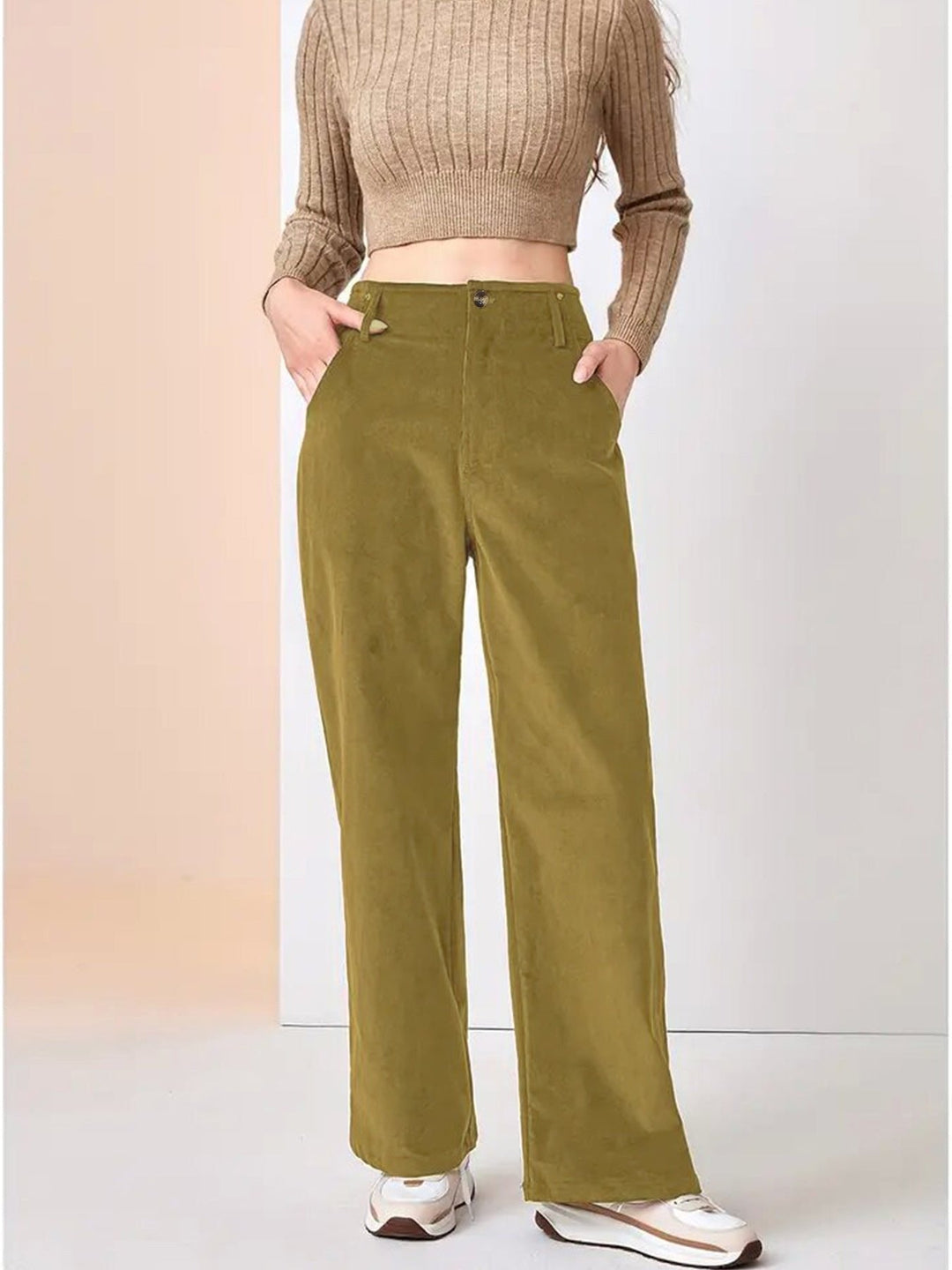 Jessica | Classic High Waisted Wide Leg Corduroy Pants