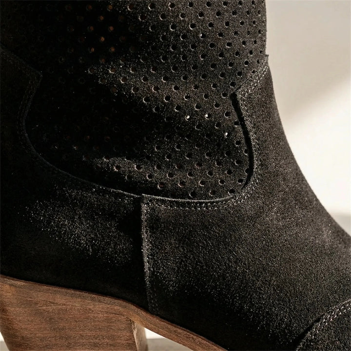 Jessica | Classic Perforated Mid-Calf Western Cowboy Boots